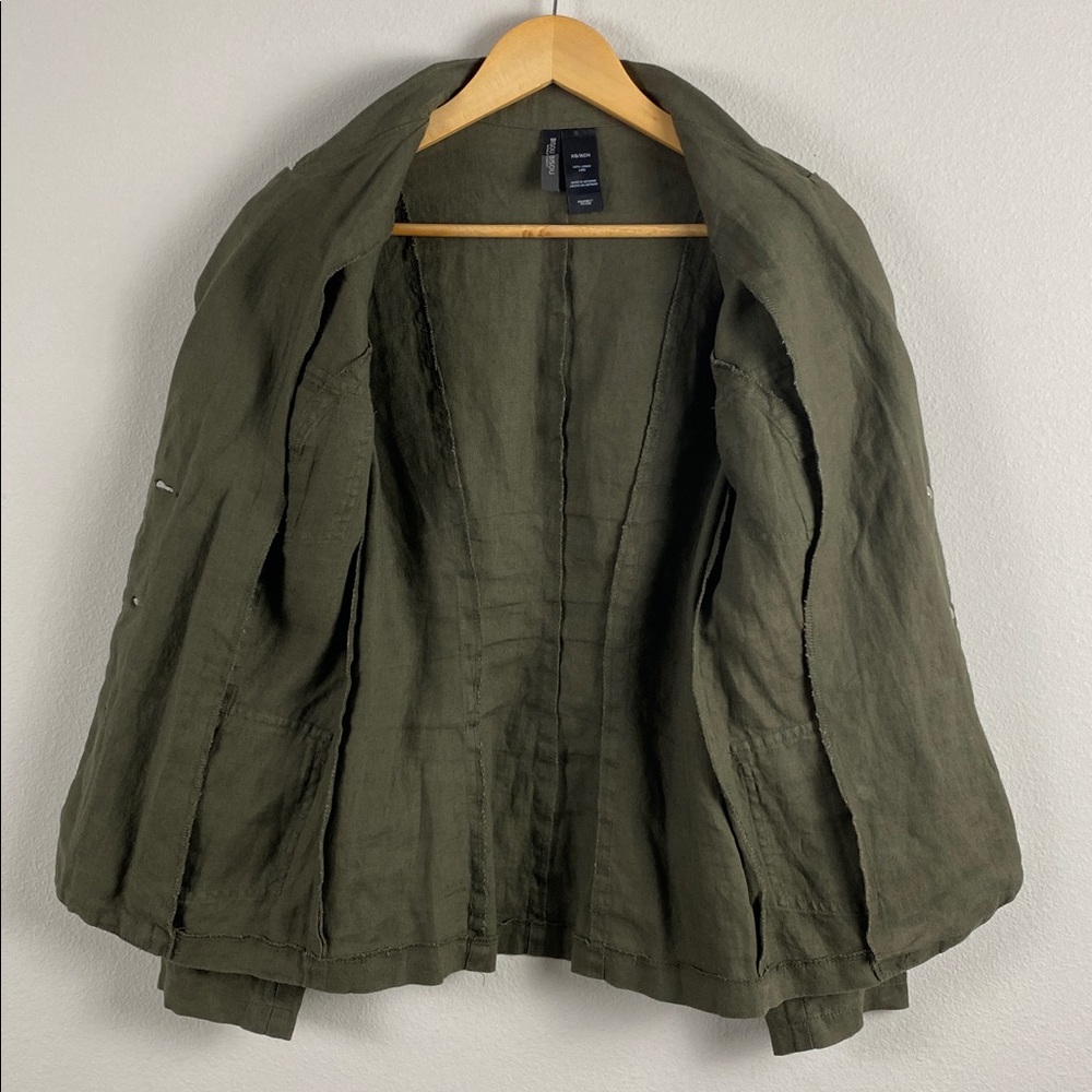 Bisou Bisou Michele Bohbot Linen Blazer Jacket | Olive - Picture 3 of 14